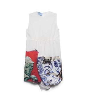 Prada Printed Compact Fabric Dress - White