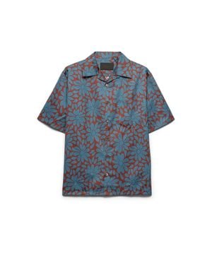 Prada Short-Sleeved Cotton Blend Shirt - Blue