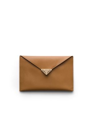 Prada Saffiano Leather Envelope Clutch, Caramel - Natural