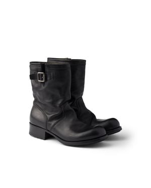 Prada Leather Mid-Calf Boots - Black