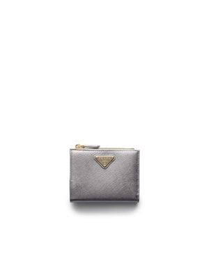 Prada Small Saffiano Leather Wallet - Gray