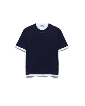 Prada Cotton Layered T-Shirt - Blue