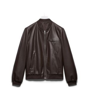 Prada Reversible Nappa Leather Bomber Jacket - Brown