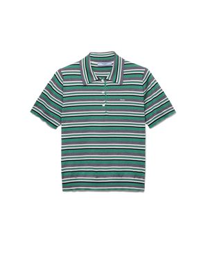 Prada Short-Sleeved Striped Cotton Polo Shirt - Green