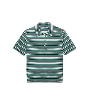 Prada Short-Sleeved Striped Cotton Polo Shirt - Green
