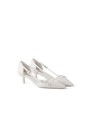 Prada Open-Side Leather Pumps, Size 35 - White
