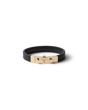 Prada Armband Aus Saffiano-Leder, Damen, Größe - Schwarz