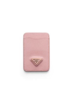 Prada Saffiano Leather Card Holder - Pink