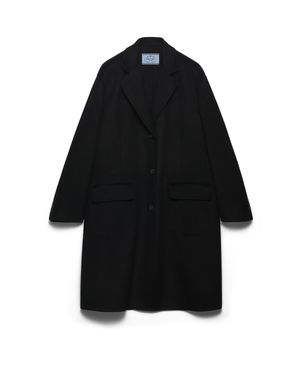 Prada Manteau Droit En Double Cachemire Et Laine, Femme, Taille - Noir