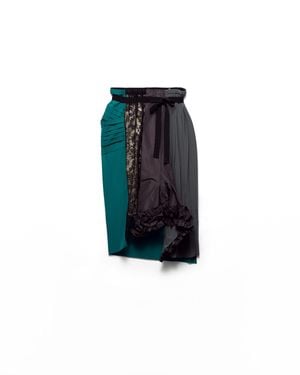 Prada Technical Taffeta Patchwork Skirt, Hematite - Blue