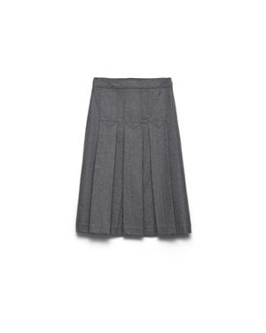 Prada Pleated Flannel Skirt - Grey