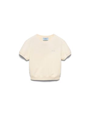 Prada Cotton Fleece Crew-Neck T-Shirt - White