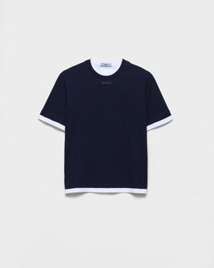 Prada Cotton Layered T-Shirt - Blue
