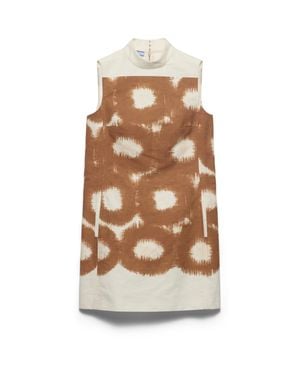 Prada Printed Canvas Mini-Dress - Natural