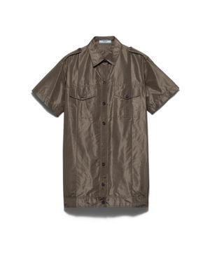 Prada Short-Sleeved Taffeta Shirt - Gray
