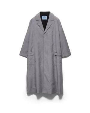 Prada Single-Breasted Light Mohair Coat - Gray