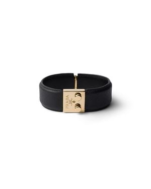 Prada Armband Aus Metall Und Saffiano-Leder, Damen, Größe - Schwarz