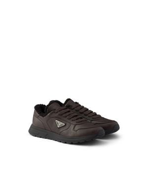 Prada Prax Leather Trainers, Size 5 - Black