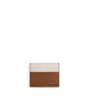 Prada Saffiano Leather Card Holder, Leather/Talc - White