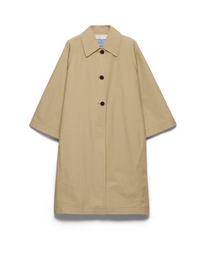 Prada Single-Breasted Cotton Canvas Coat - Natural