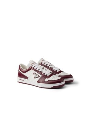 Prada Downtown Leather Sneakers, /Burgundy - White