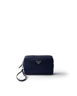 Prada Kleine Pouch Aus Re-Nylon, Damen - Blau