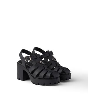 Prada Rubber Platform Sandals, Size 35 - Black