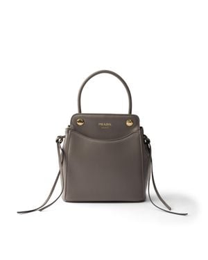 Prada Carry Mini Leather Handbag, Clay - Gray