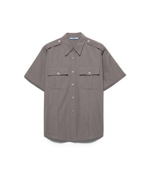 Prada Short-Sleeved Poplin Shirt - Gray