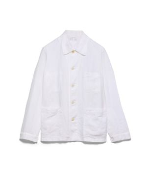 Prada Single-Breasted Linen Jacket - White
