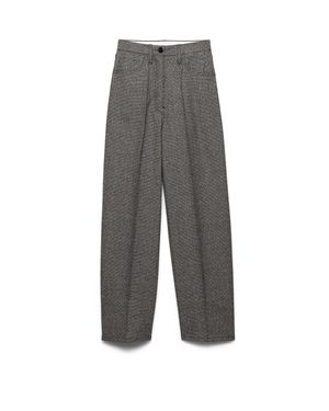 Prada Prince Of Wales Check Mouliné Wool Pants, Slate - Gray