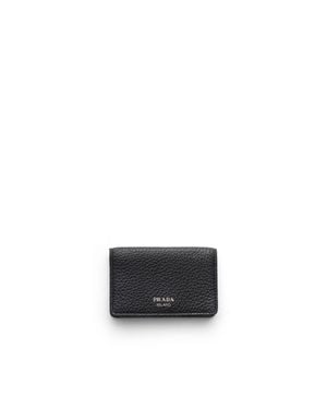 Prada Leather Flap Card Holder - White