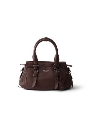 Prada Large Leather Tote Bag, Sienna - Brown