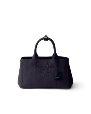 Prada Jardinière Large Cotton Canvas Handbag, Baltic - Blue