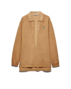 Prada Long-Sleeved Cotton Piqué Polo Shirt - Natural
