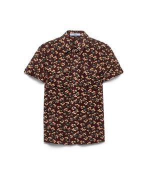 Prada Floral Silk Georgette Blouse - Brown