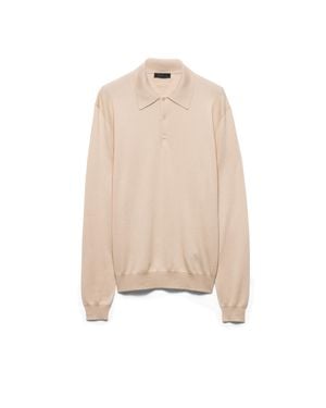 Prada Cashmere And Silk Polo Shirt - Natural