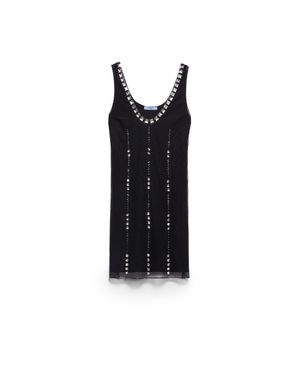 Prada Embroidered Tulle Mini-Dress - Blue