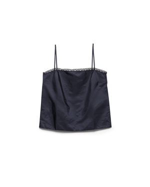 Prada Re-Nylon Satin And Lace Top - Blue