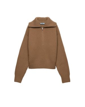 Prada Ribbed Knit Cashmere Jumper - Natural