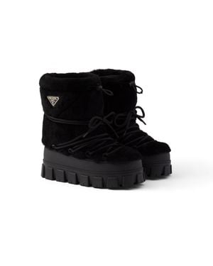 Prada Shearling Après Ski Booties - Black