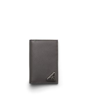 Prada Saffiano Leather Card Holder - Grey