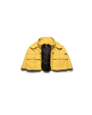 Prada Technical Fabric Capelet With Shearling Trim - Yellow