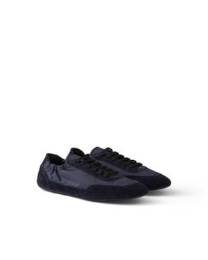 Prada Re-Nylon And Suede Collapse Trainers - Blue