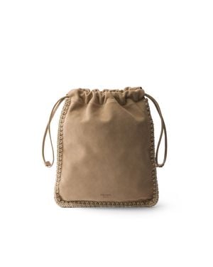 Prada Wish Suede Pouch, Desert - Natural