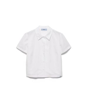 Prada Short-Sleeved Linen Muslin Shirt - White