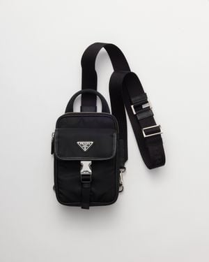Prada Étui Pour Smartphone En Re-Nylon Et Cuir Saffiano, Homme - Bleu