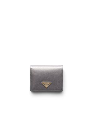Prada Small Saffiano Leather Wallet - Gray