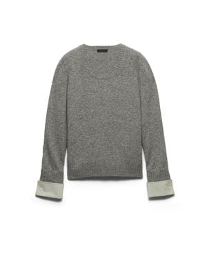 Prada Shetland Wool Scoop-Neck Sweater - Gray