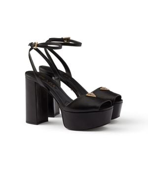 Prada 115Mm Leather Platform Sandals - Black